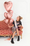 Ballon Mylar Coeur, 61cm, or rose