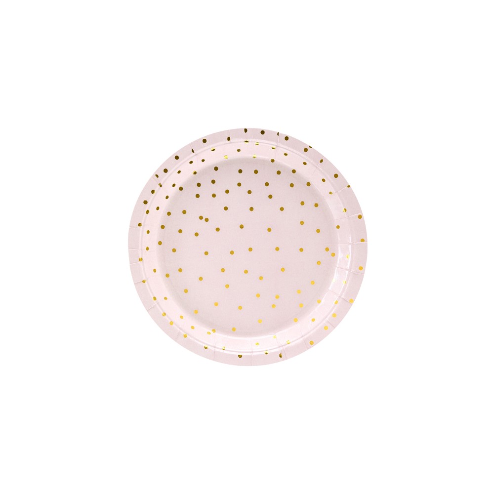 Assiettes, Pois, rose clair, 18cm