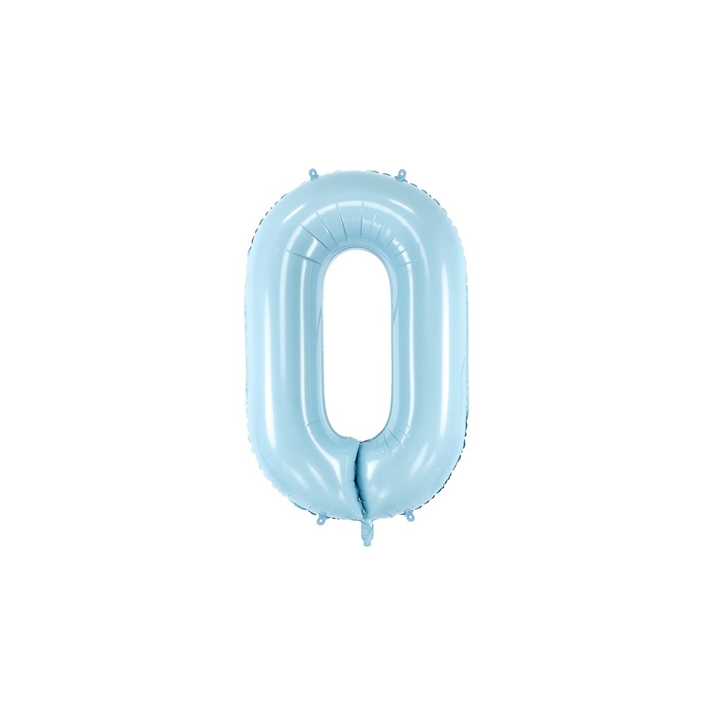 Ballon en aluminium Chiffre ''0'', 86cm, bleu clair