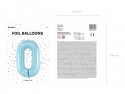 Ballon en aluminium Chiffre ''0'', 86cm, bleu clair