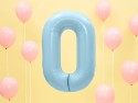 Ballon en aluminium Chiffre ''0'', 86cm, bleu clair