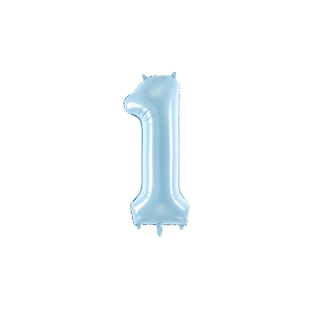 Ballon en aluminium Chiffre ''1'', 86cm, bleu clair