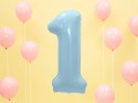 Ballon en aluminium Chiffre ''1'', 86cm, bleu clair