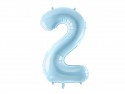 Ballon en aluminium Chiffre ''2'', 86cm, bleu clair