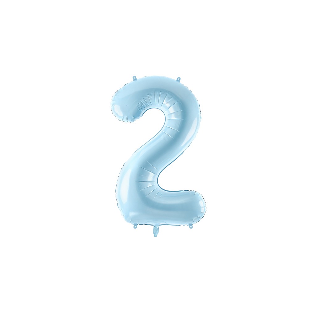 Ballon en aluminium Chiffre ''2'', 86cm, bleu clair