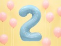 Ballon en aluminium Chiffre ''2'', 86cm, bleu clair