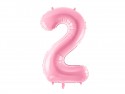 Ballon en aluminium Chiffre ''2'', 86cm, rose