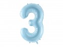 Ballon en aluminium Chiffre ''3'', 86cm, bleu clair