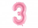 Ballon en aluminium Chiffre ''3'', 86cm, rose