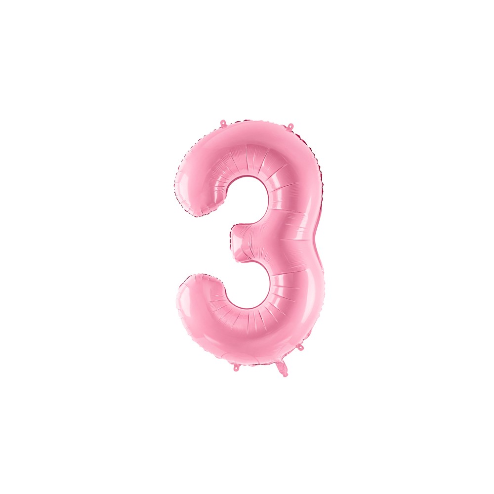 Ballon en aluminium Chiffre ''3'', 86cm, rose