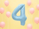 Ballon en aluminium Chiffre ''4'', 86cm, bleu clair