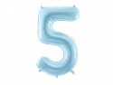 Ballon en aluminium Chiffre ''5'', 86cm, bleu clair