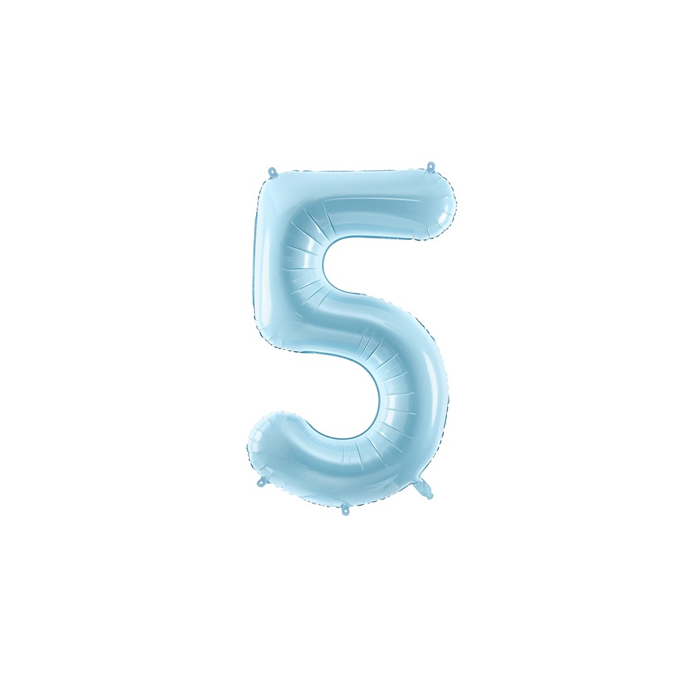 Ballon en aluminium Chiffre ''5'', 86cm, bleu clair