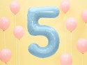 Ballon en aluminium Chiffre ''5'', 86cm, bleu clair