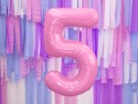 Ballon en aluminium Chiffre ''5'', 86cm, rose