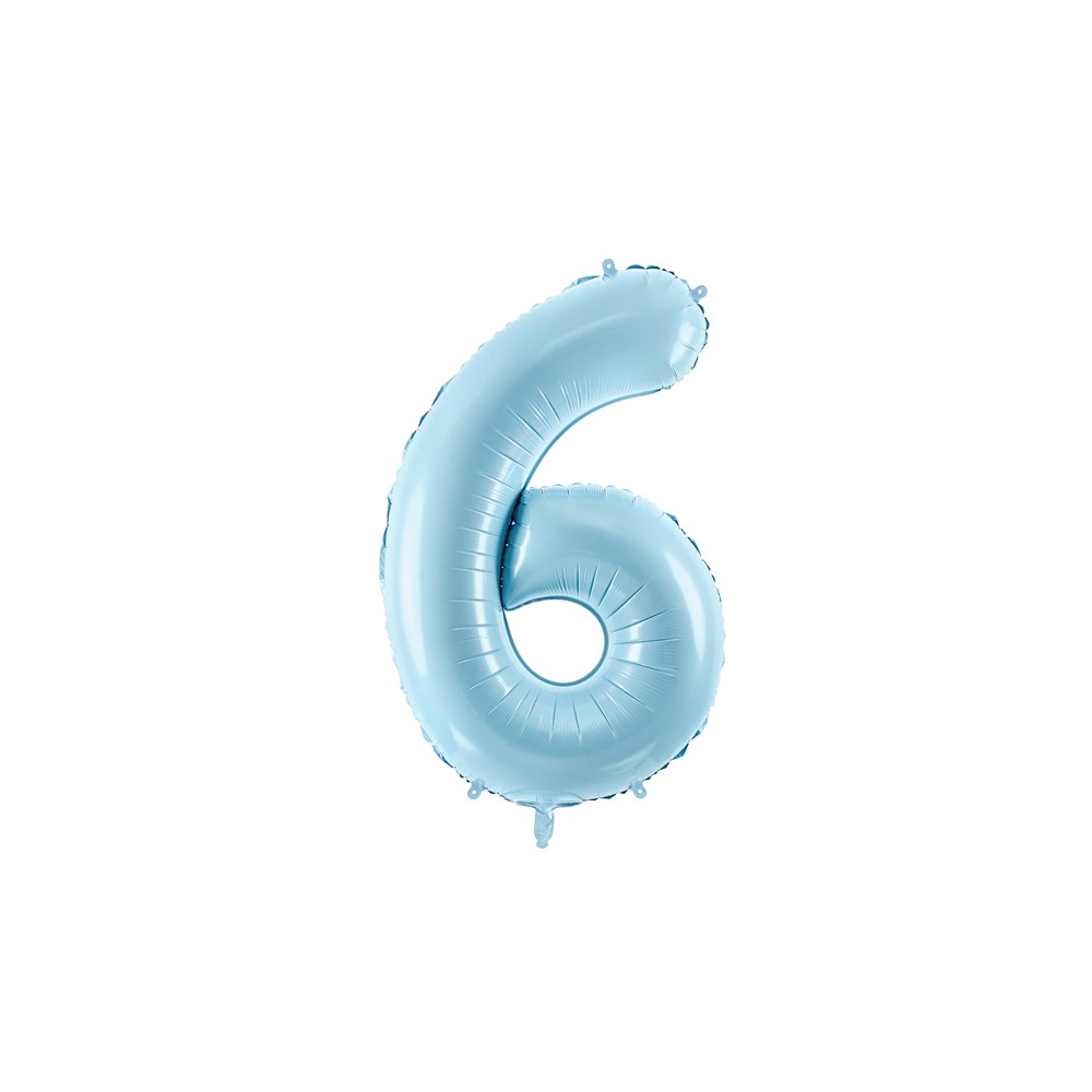 Ballon en aluminium Chiffre ''6'', 86cm, bleu clair