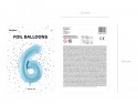 Ballon en aluminium Chiffre ''6'', 86cm, bleu clair