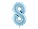 Ballon en aluminium Chiffre ''8'', 86cm, bleu clair