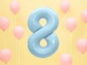 Ballon en aluminium Chiffre ''8'', 86cm, bleu clair