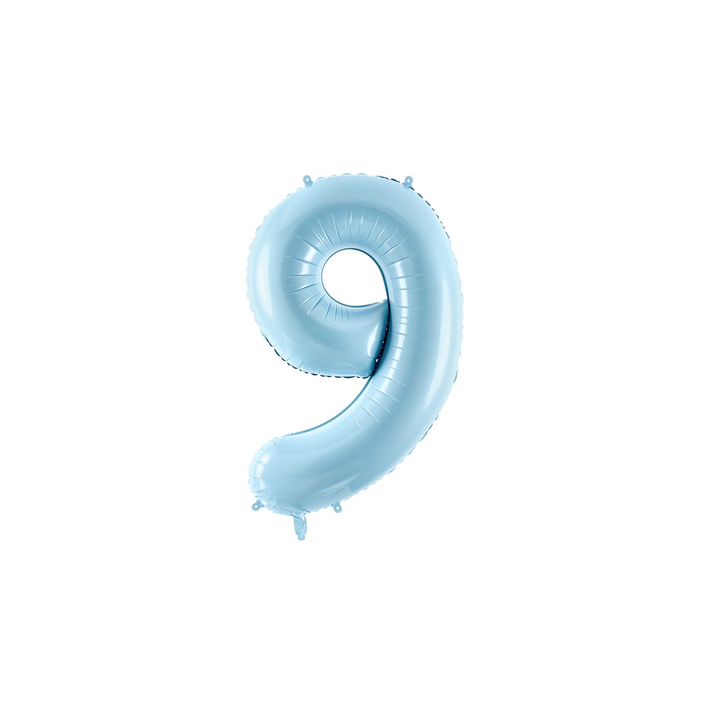 Ballon en aluminium Chiffre ''9'', 86cm, bleu clair