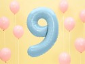 Ballon en aluminium Chiffre ''9'', 86cm, bleu clair