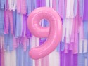 Ballon en aluminium Chiffre ''9'', 86cm, rose