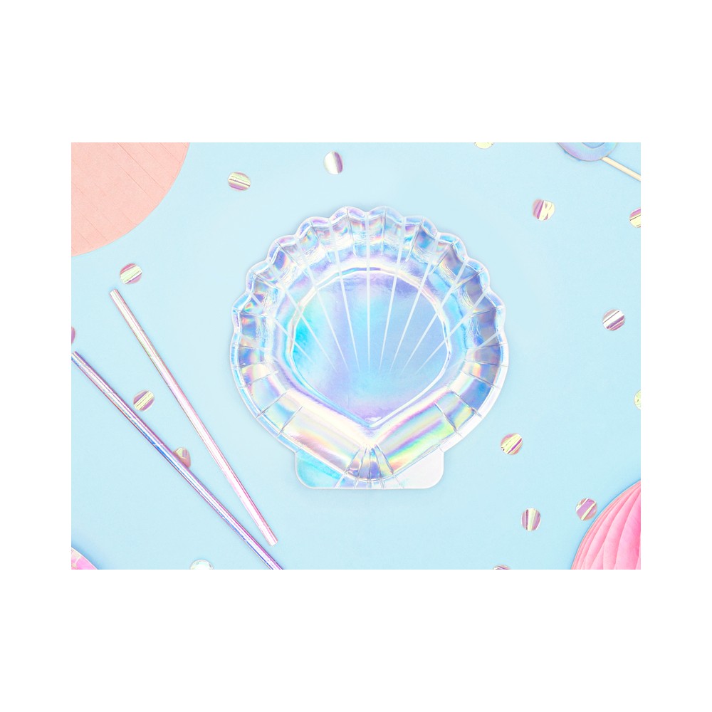 Assiette Sirène en forme de coquillage, iridescent, 18,5cm