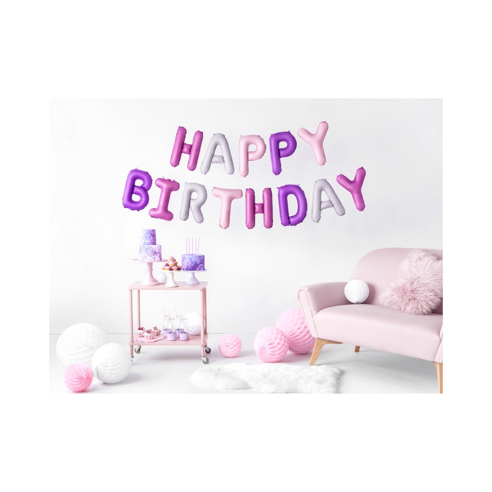 Ballon en Mylar Happy Birthday, 340x35cm, mélange