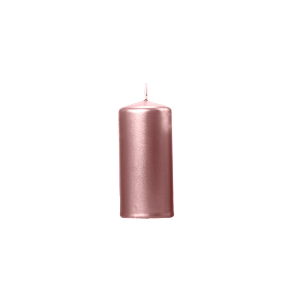 Bougie pilier métallique, rose gold, 12 x 6 cm