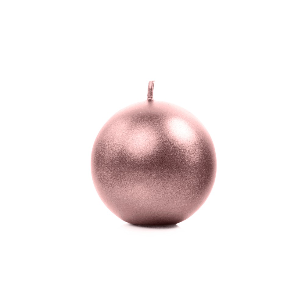 Bougie boule métallisée, or rose, 8cm