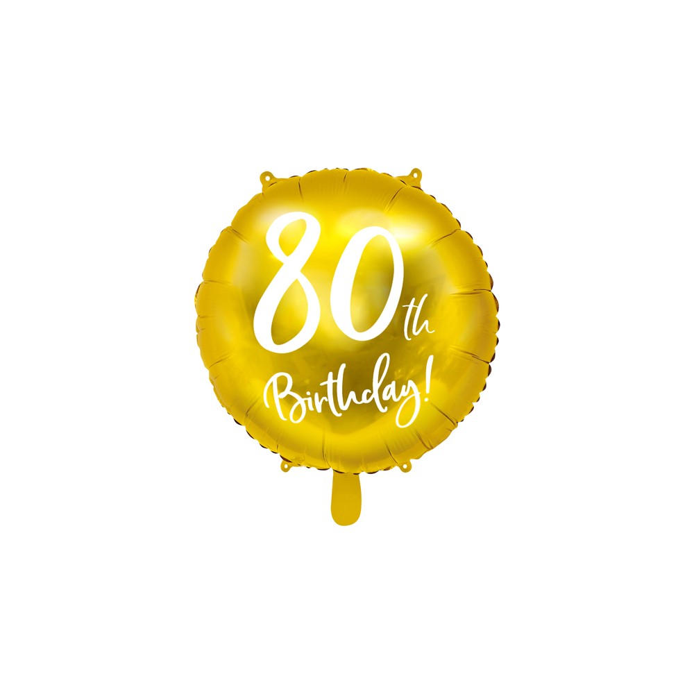Ballon en Mylar 80e anniversaire, or, 45cm