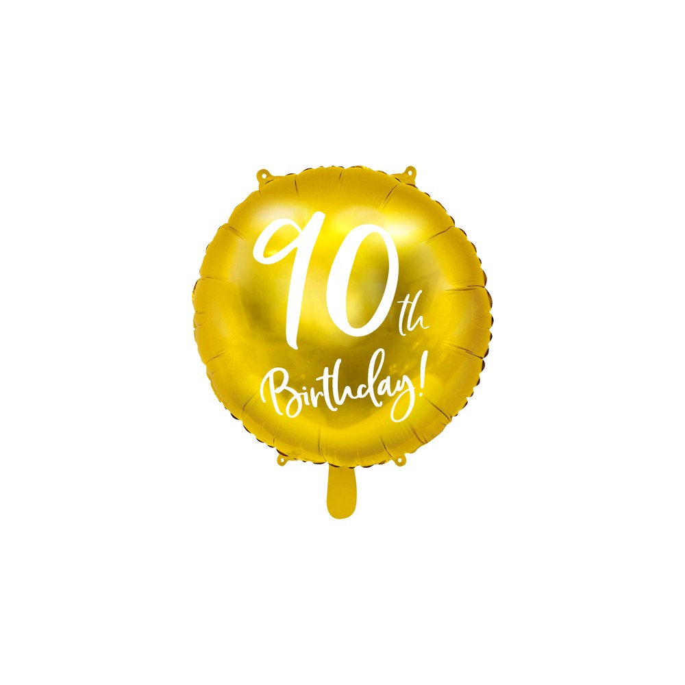Ballon en Mylar 90e anniversaire, doré, 45cm