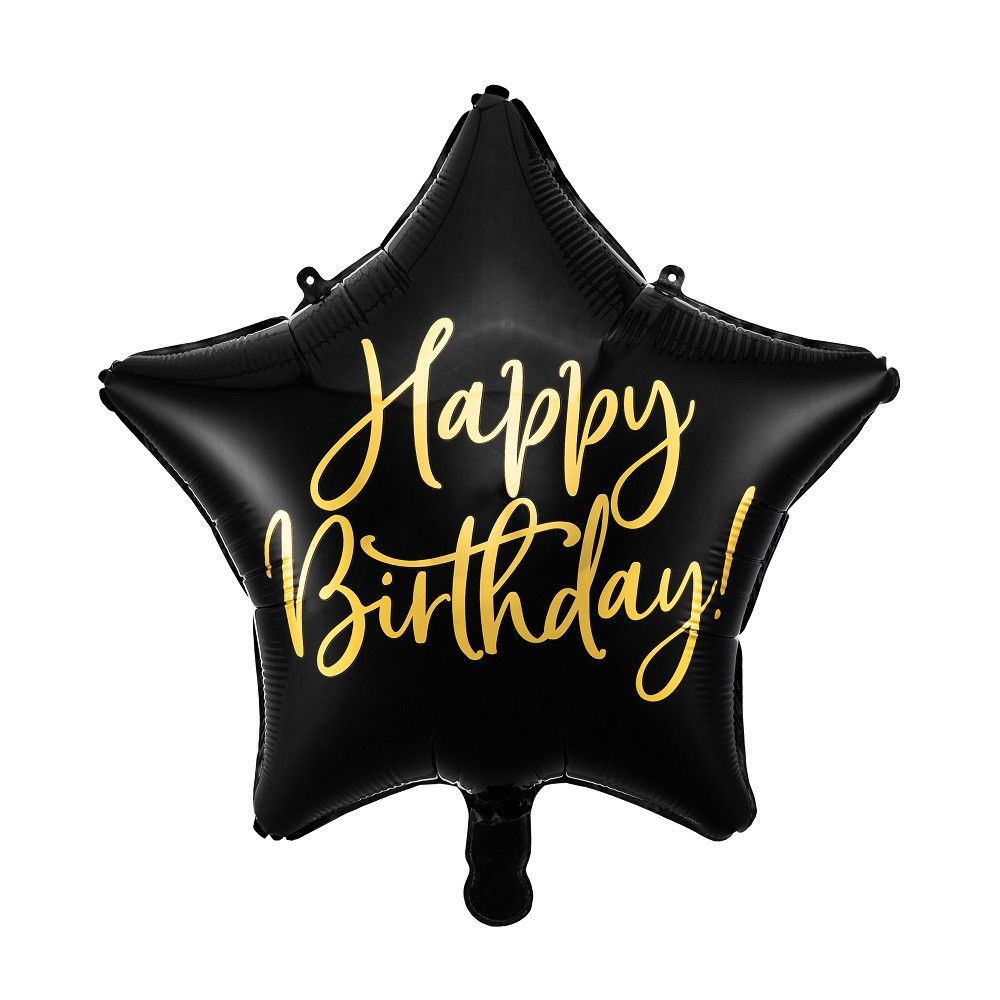 Ballon en mylar Happy Birthday - 40cm - noir
