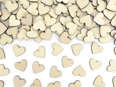 Confetti en bois Coeurs, 2x2cm