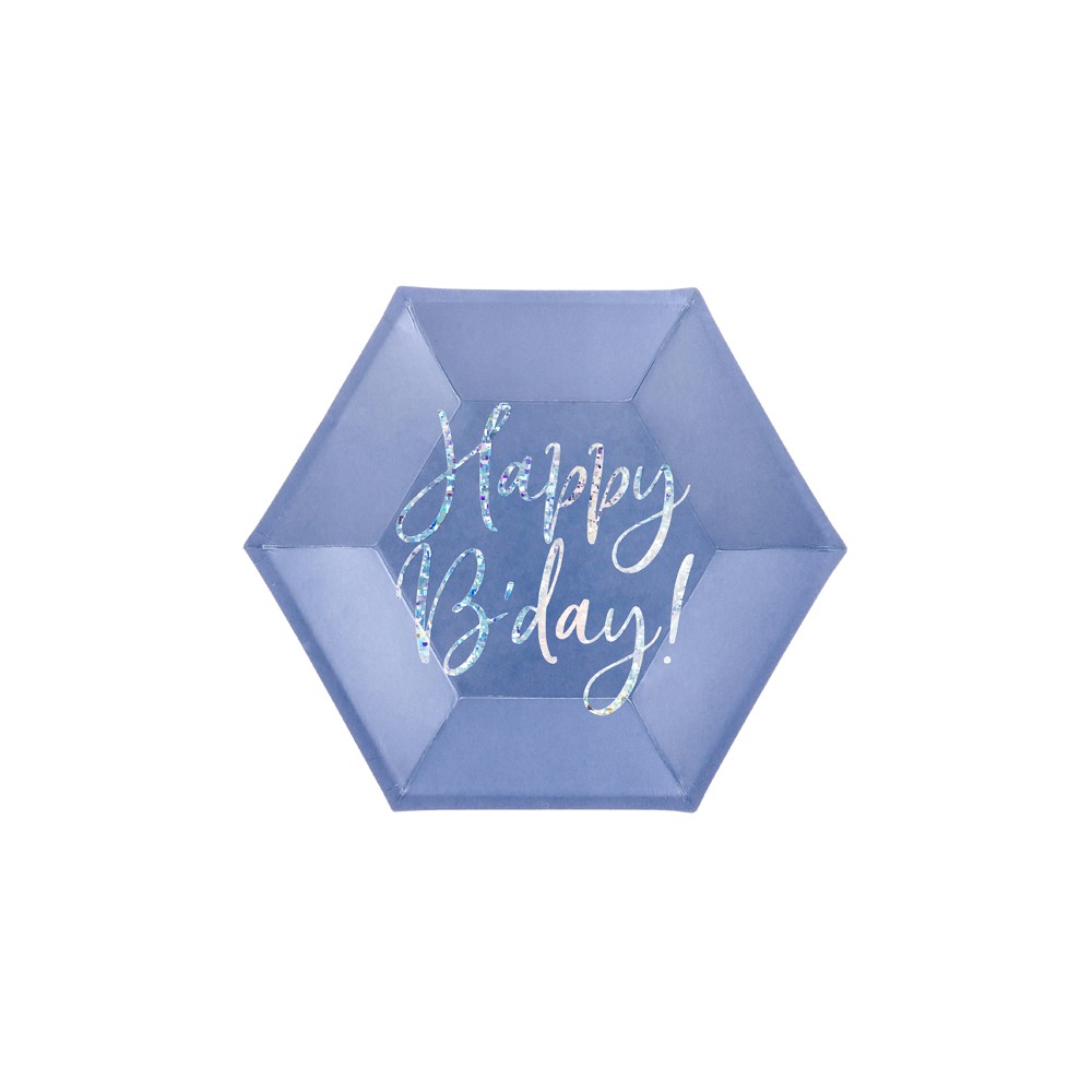 Assiettes Happy B'day !, bleu marine, 20cm