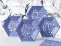 Assiettes Happy B'day !, bleu marine, 20cm