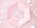 Assiettes Happy B'day !, rose poudré brillant, 20cm