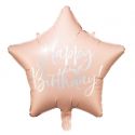 Ballon en mylar Happy Birthday - 40cm - rose poudré clair
