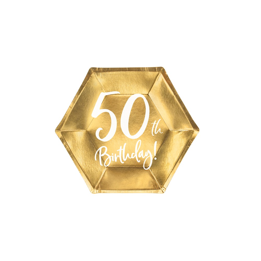 Assiettes 50e anniversaire, or, 20cm