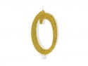 Bougie d'anniversaire Chiffre 0, doré, 10cm