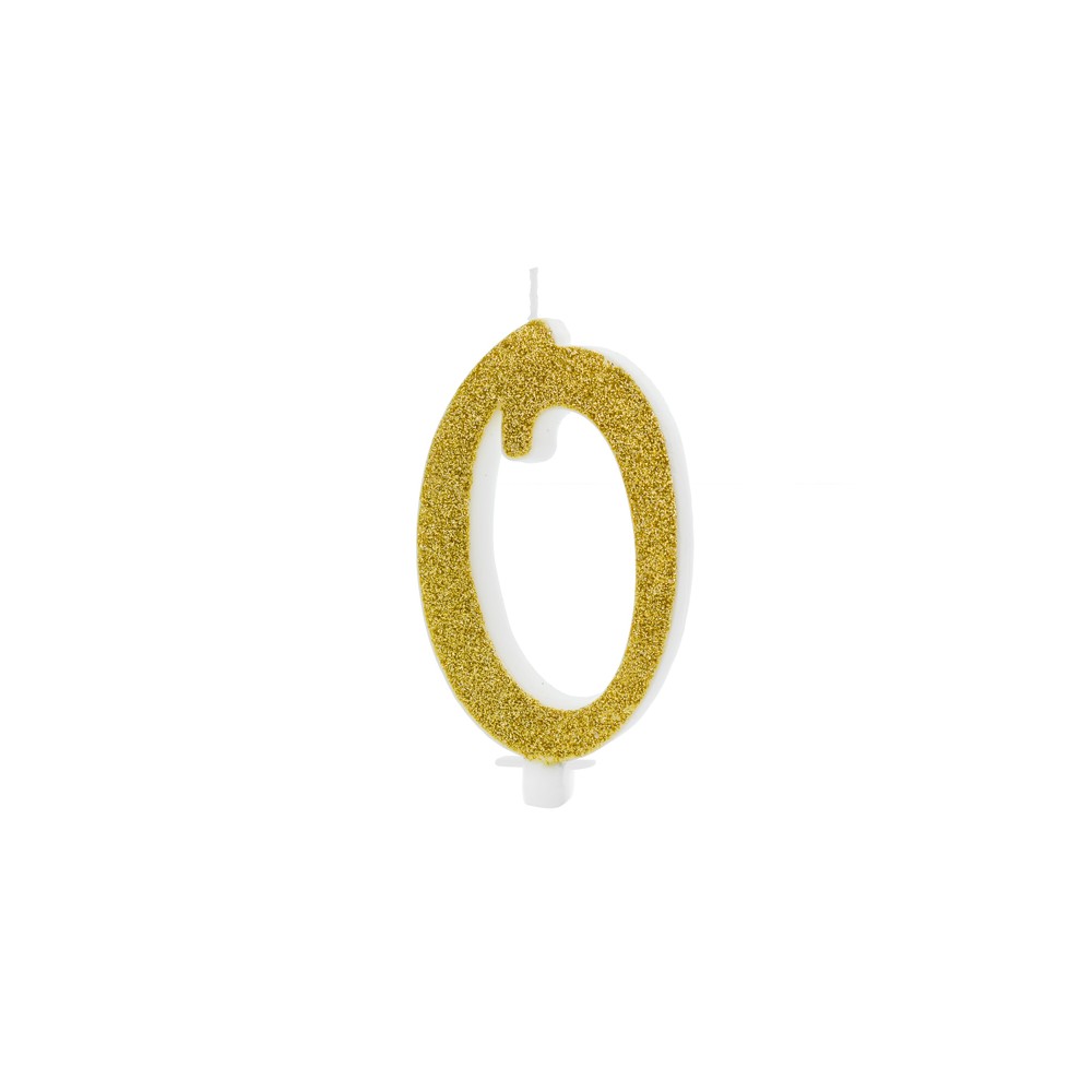Bougie d'anniversaire Chiffre 0, doré, 10cm