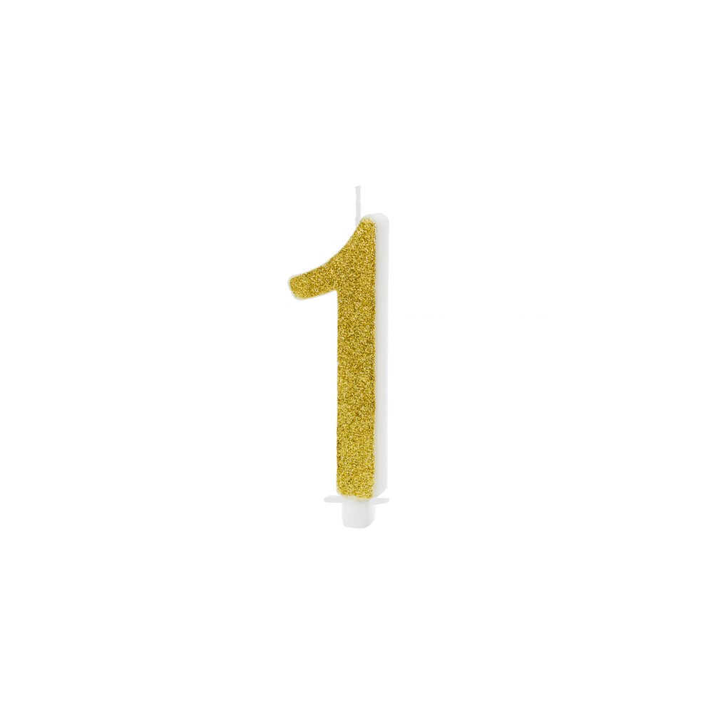 Bougie d'anniversaire Chiffre 1, dorée, 10cm