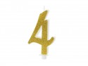 Bougie d'anniversaire Chiffre 4, doré, 10cm