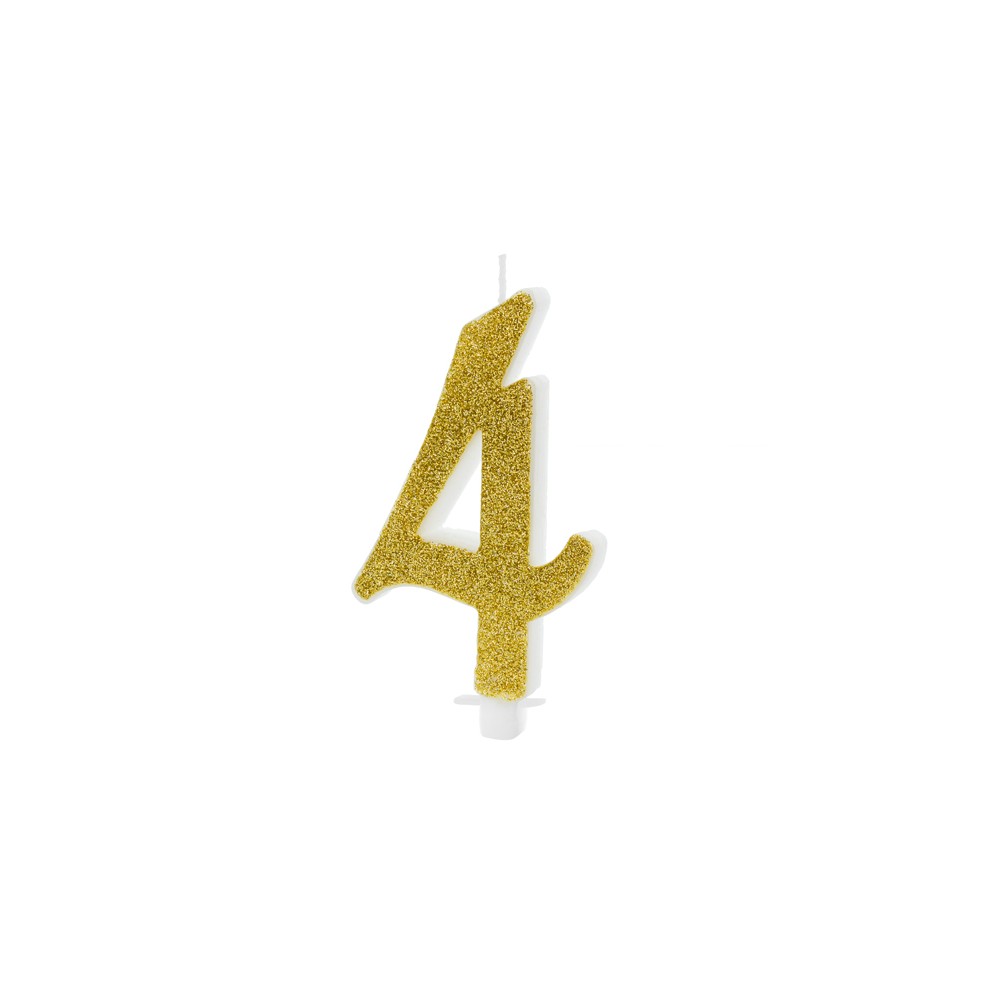 Bougie d'anniversaire Chiffre 4, doré, 10cm