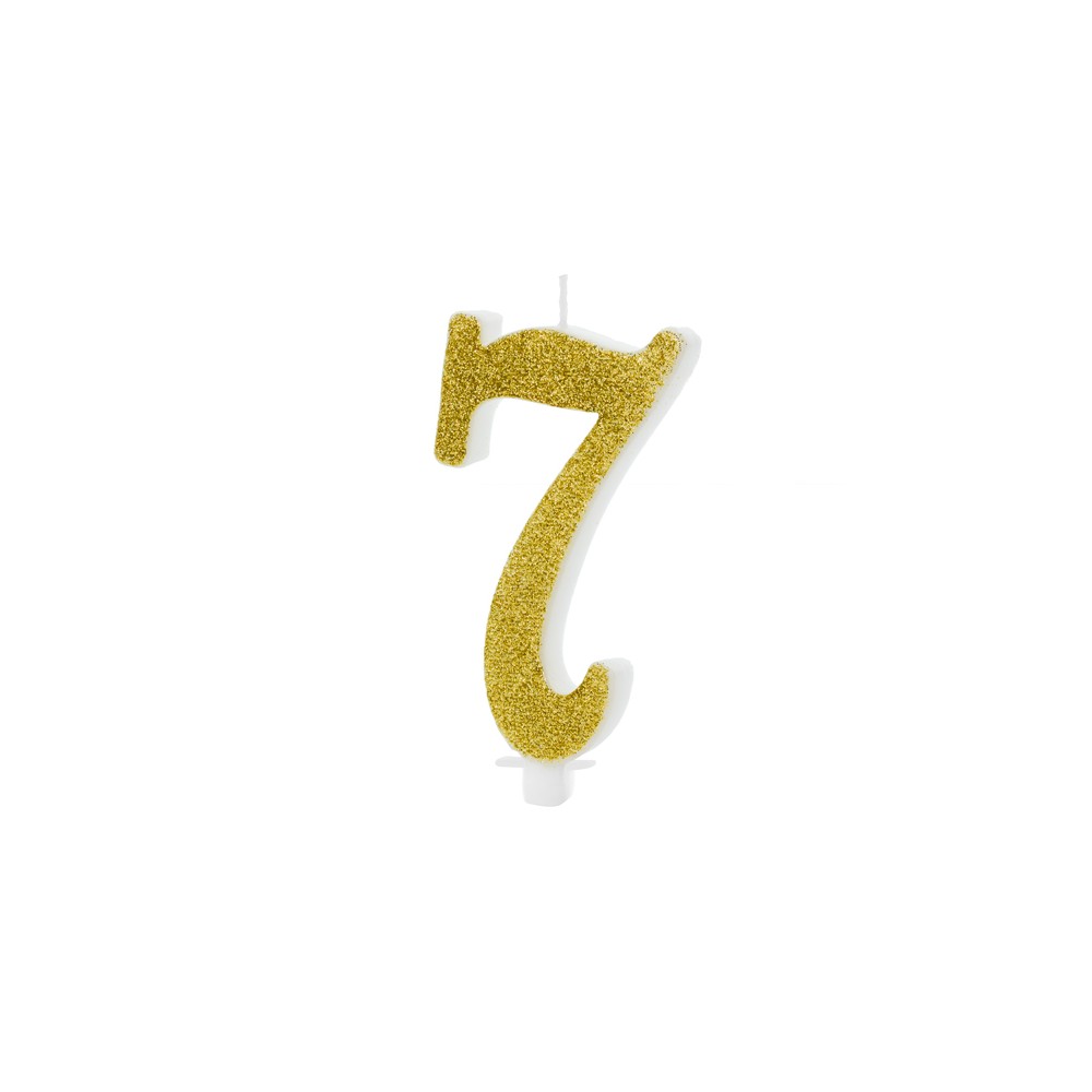 Bougie d'anniversaire Chiffre 7, doré, 10cm