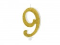 Bougie d'anniversaire Chiffre 9, doré, 10cm