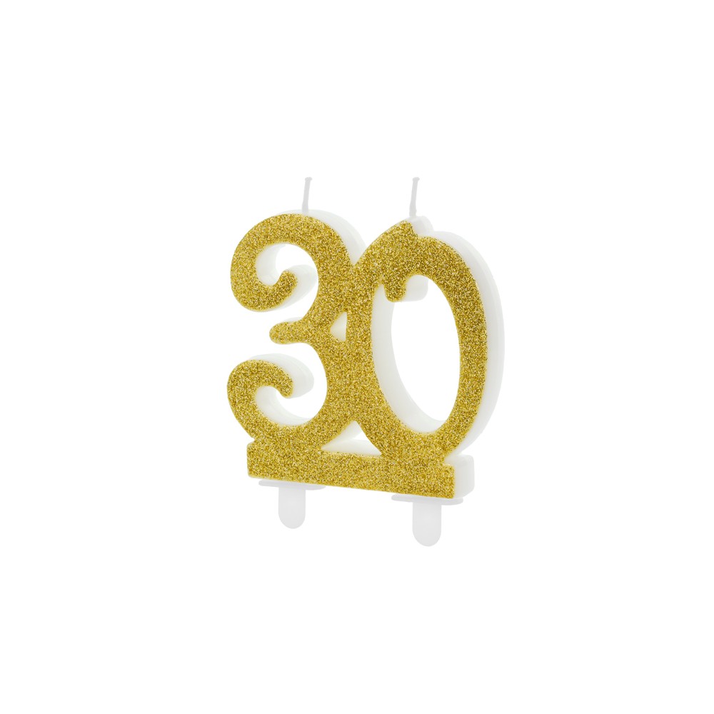 Bougie d'anniversaire Chiffre 30, doré, 7.5cm