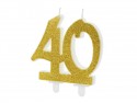 Bougie d'anniversaire Chiffre 40, dorée 7.5cm