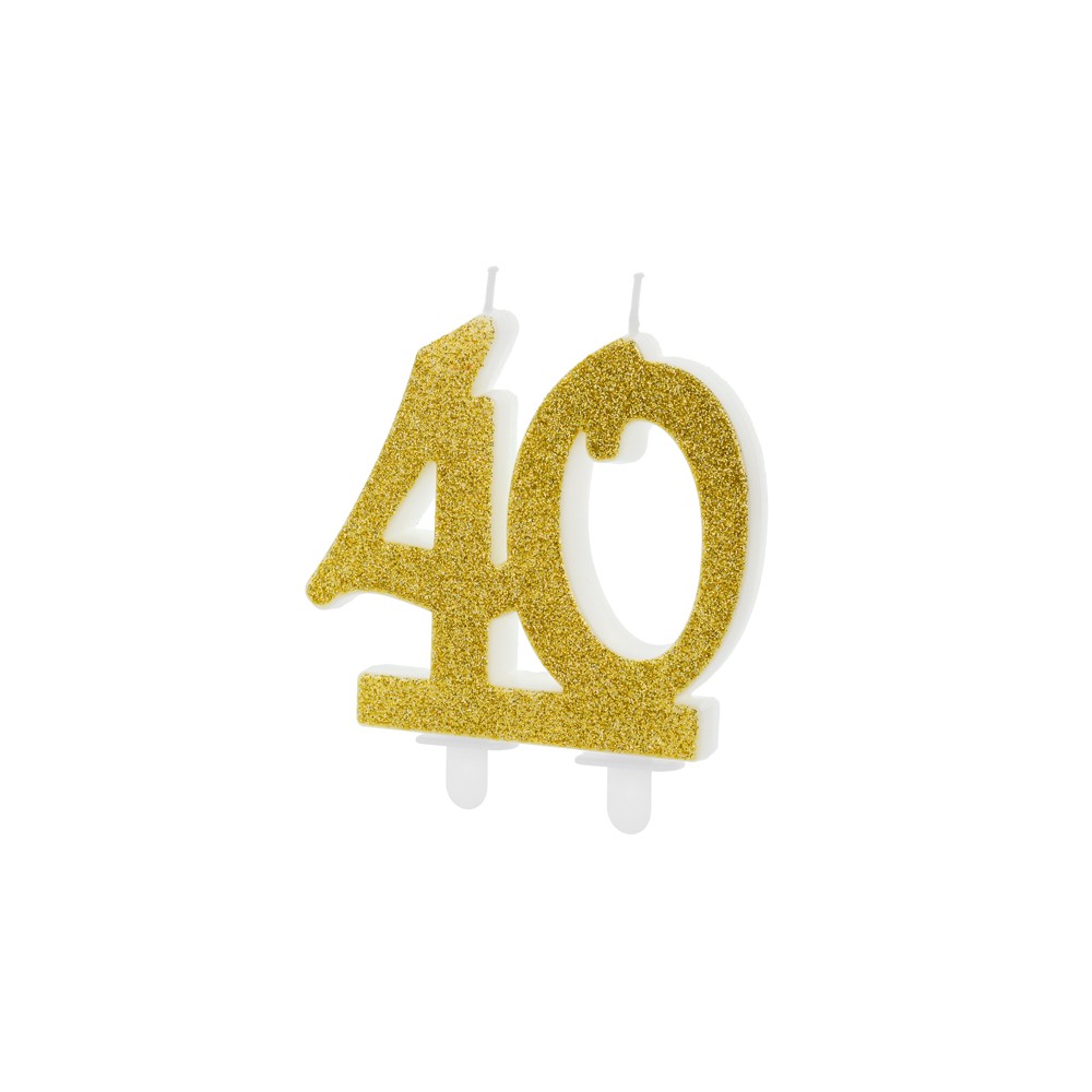 Bougie d'anniversaire Chiffre 40, dorée 7.5cm