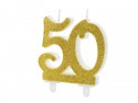 Bougie d'anniversaire Chiffre 50, doré 7.5cm